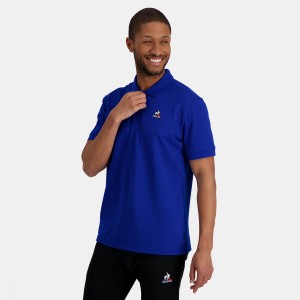Blue Men's Le Coq Sportif Essentiels Polo Shirts | URHLA-8067 | Australia