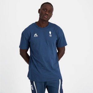 Blue Men's Le Coq Sportif France's Olympic team T-Shirts | AFSGT-0194 | Australia