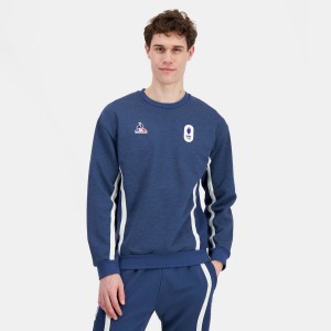 Blue Men's Le Coq Sportif France's Olympic team Round-Neck Sweatshirts | UDONI-6083 | Australia